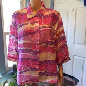 Women Buttons Dow Blouse Size L/Xl
